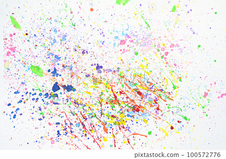 water colour splash on white paper, colorful art design 100572776