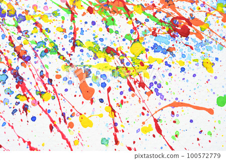 water colour splash on white paper, colorful art design 100572779