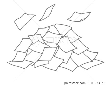 A pile of chaotic piles of fluttering papers and documents Gray 100573148