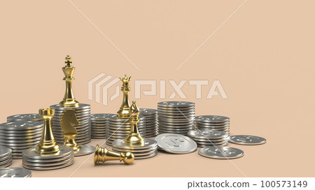 Gold chess and coins for business concept 3d rendering 100573149