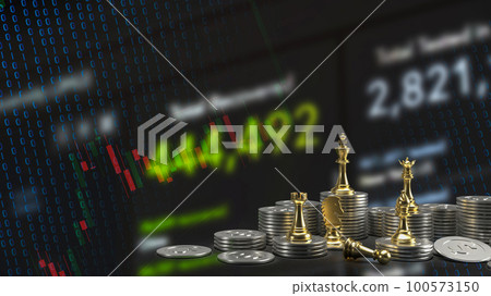 Gold chess and coins for business concept 3d rendering 100573150