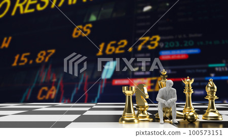 Gold chess and man for Business concept 3d rendering Gold chess and man for Business concept 3d rendering 100573151