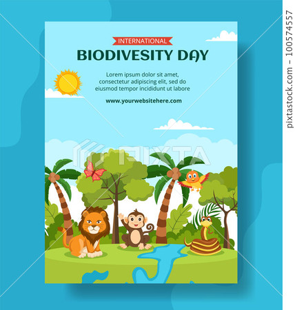 World Biodiversity Day Vertical Poster Flat Cartoon Hand Drawn Templates Background Illustration 100574557