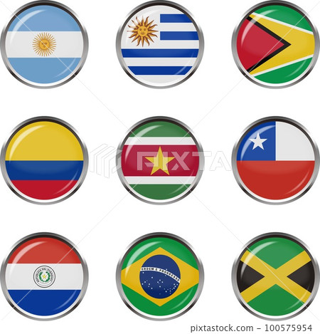 Badge style flag illustration icon set ☆ South America ☆ Badge style flag illustration icon set ☆ South America ☆ 100575954