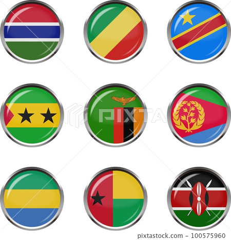 Badge style national flag illustration icon set ☆Africa☆ 100575960