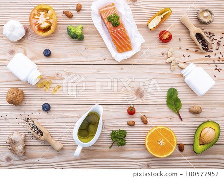 Ketogenic low carbs diet concept. Ingredients for the healthy foods selection on white background. Balanced healthy foods ingredients of unsaturated fats and fiber for the heart and blood vessels. Ketogenic low carbs diet concept. Ingredients for the healthy foods selection on white background. Balanced healthy foods ingredients of unsaturated fats and fiber for the heart and blood vessels. 100577952
