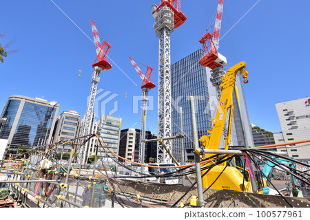 Tenjin Big Bang Construction Site Fuku Building Block Reconstruction Project Near Tenjin Intersection 100577961
