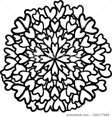 Round Mandala Heart Doodle Pattern 100577989
