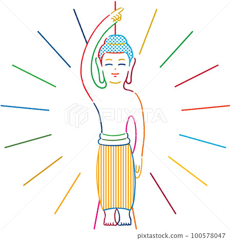 simple colorful birth buddha and halo illustration 100578047