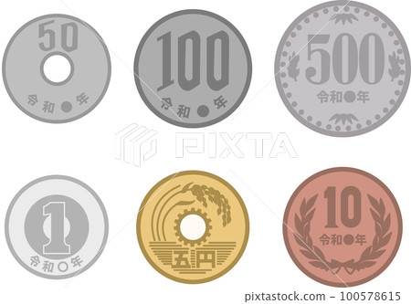 Currency Yen 1 Yen 5 Yen 10 Yen Old 500 Yen Business Money Money Image Illustration Material Set 100578615