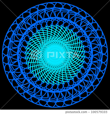 Abstract fractal pattern in the shape of a circular ornament such as eyeballs 100579103