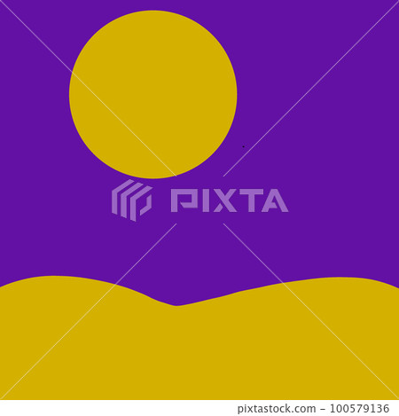 Simple design of the moon and mountains at night. Art and texture concept. 100579136