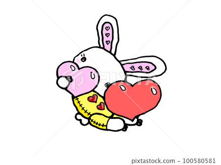Flying star rabbit_heart - Stock Illustration [100580581] - PIXTA