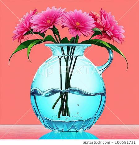 flowers in a transparent vase - Stock Illustration [100581731] - PIXTA