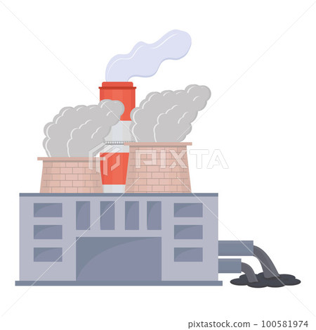 Environmental pollution with factory pipes emitting smoke, dirty air and liquid waste. Color vector illustration in flat style Environmental pollution with factory pipes emitting smoke, dirty air and liquid waste. Color vector illustration in flat style 100581974