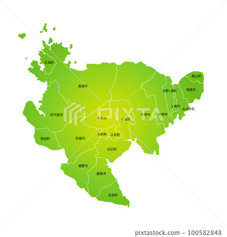 Saga prefecture and municipalities map 100582848