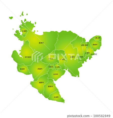 Saga prefecture and municipalities map 100582849