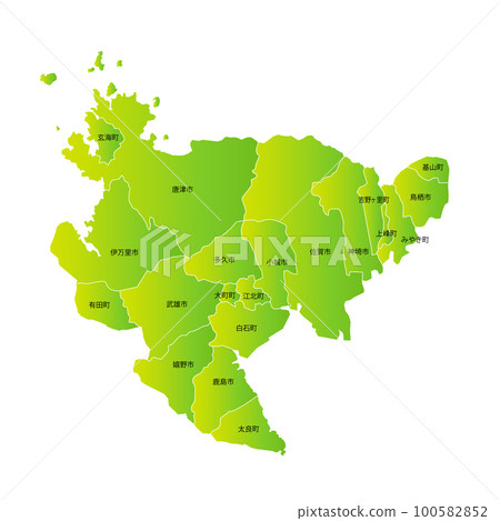 Saga prefecture and municipalities map 100582852