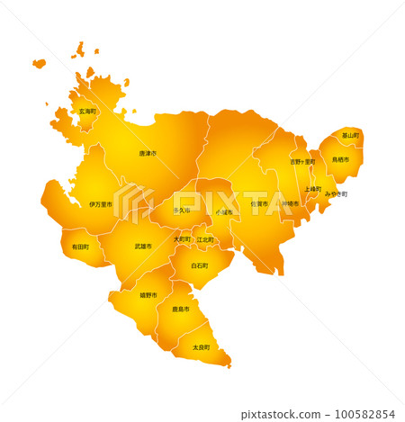 Saga prefecture and municipalities map 100582854