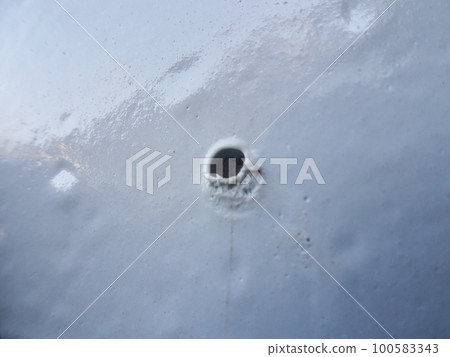 The outer wall of the concrete was painted to prevent peeling, but the paint film at the burrow part had a hole in it. The outer wall of the concrete was painted to prevent peeling, but the paint film at the burrow part had a hole in it. 100583343