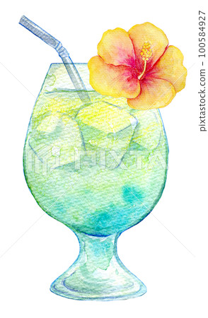 熱帶雞尾酒水彩插圖 熱帶雞尾酒水彩插圖 100584927