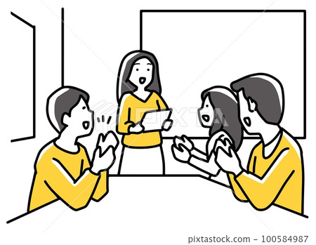 Men and women applauding at a meeting Men and women applauding at a meeting 100584987