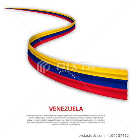 Waving ribbon or banner with flag of Venezuela 100587412