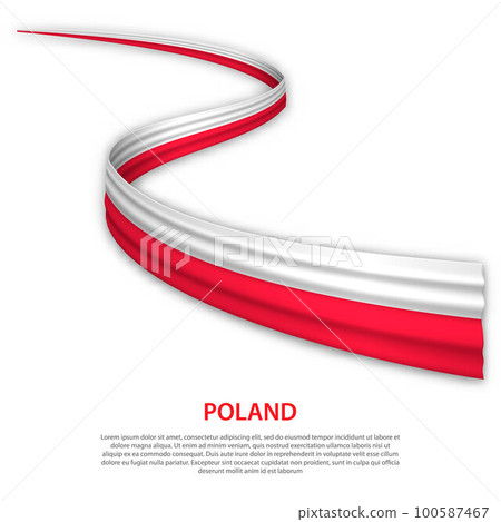 Waving ribbon or banner with flag of Poland Waving ribbon or banner with flag of Poland 100587467