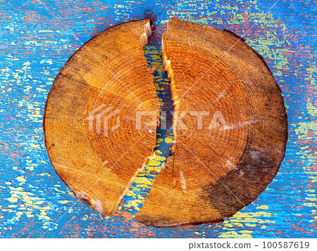 A crack in a cross section of a tree. A crack in a cross section of a tree. 100587619