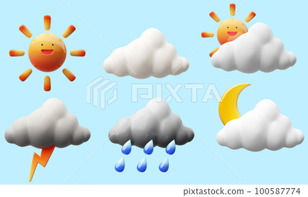 3d render icon design weather element for meteorology 3d render 100587774