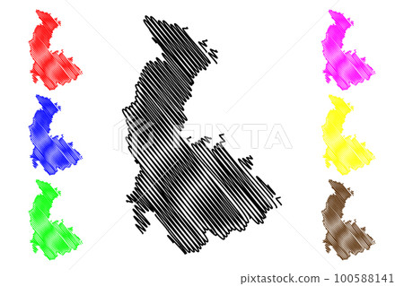 Olomouc Region (Bohemian lands, Czechia, Regions of the Czech Republic, Czech Silesia) map vector illustration, scribble sketch Olomouc map 100588141