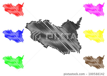 Pardubice Region (Bohemian lands, Czechia, Regions of the Czech Republic) map vector illustration, scribble sketch Pardubice map 100588142