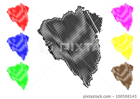 Plzen Region (Bohemian lands, Czechia, Regions of the Czech Republic) map vector illustration, scribble sketch Plzen map 100588143