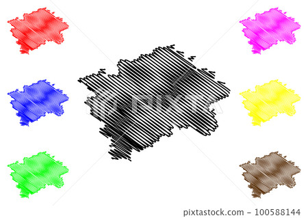 Prague Region (Bohemian lands, Czechia, Regions of the Czech Republic) map vector illustration, scribble sketch Prague Capital city map 100588144