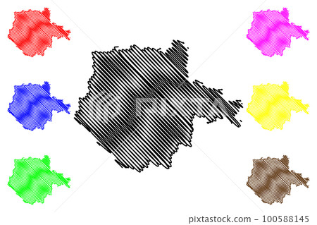 South Bohemian Region (Bohemian lands, Czechia, Regions of the Czech Republic) map vector illustration, scribble sketch South Bohemian map 100588145