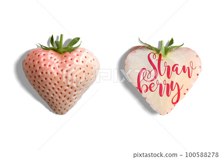Heart-shaped white strawberry, "Flamingo" with strawberry logo 100588278