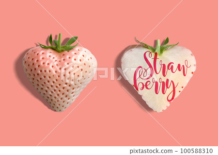 Heart-shaped white strawberry, "Flamingo" with Strawberry logo 100588310