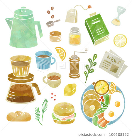 Handwritten style cafe illustration set Handwritten style cafe illustration set 100588332
