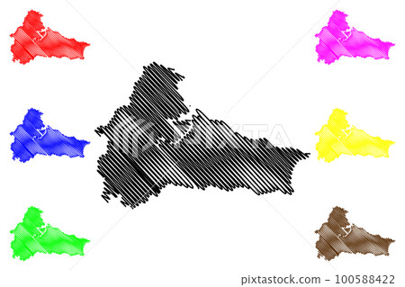 Cleveland county (United Kingdom, ceremonial county of England) map vector illustration, scribble sketch Cleveland map 100588422