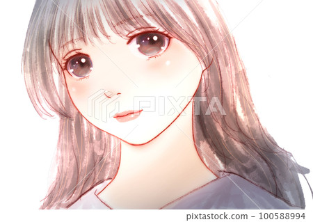 慵懶氣氛少女彩色插畫 眼睛=黑色 光粒子=無背景 慵懶氣氛少女彩色插畫 眼睛=黑色 光粒子=無背景 100588994