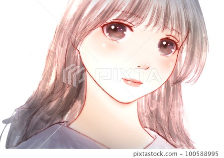 慵懶氛圍少女彩色插畫,瞳孔=粉紅色,光粒子=無背景,左右反轉版 慵懶氛圍少女彩色插畫,瞳孔=粉紅色,光粒子=無背景,左右反轉版 100588995