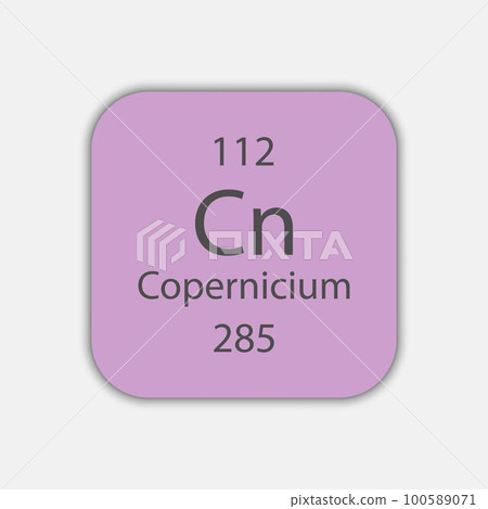 Copernicium symbol. Chemical element of the periodic table. Vector illustration. 100589071