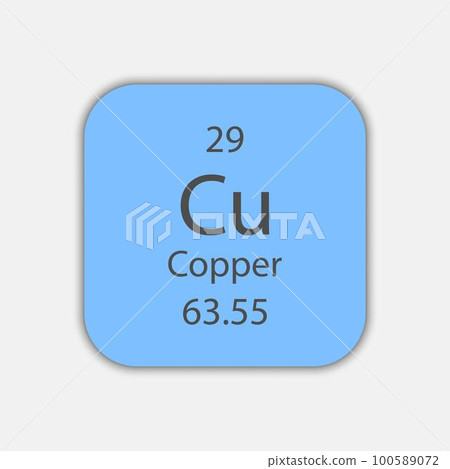 Copper symbol. Chemical element of the periodic table. Vector illustration. Copper symbol. Chemical element of the periodic table. Vector illustration. 100589072
