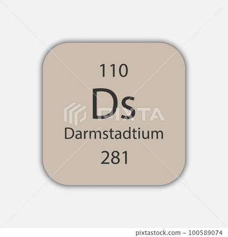 Darmstadtium symbol. Chemical element of the periodic table. Vector illustration. 100589074