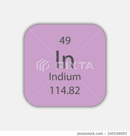 Indium symbol. Chemical element of the periodic table. Vector illustration. 100589093
