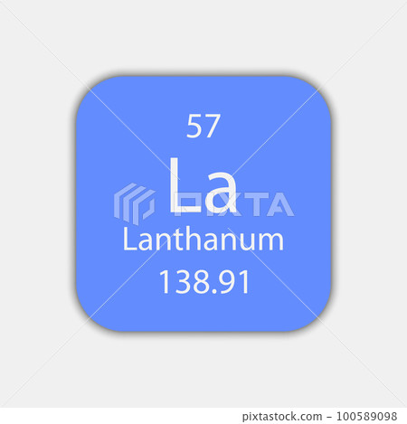 Lanthanum symbol. Chemical element of the periodic table. Vector illustration. 100589098