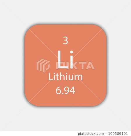 Lithium symbol. Chemical element of the periodic table. Vector illustration. Lithium symbol. Chemical element of the periodic table. Vector illustration. 100589101