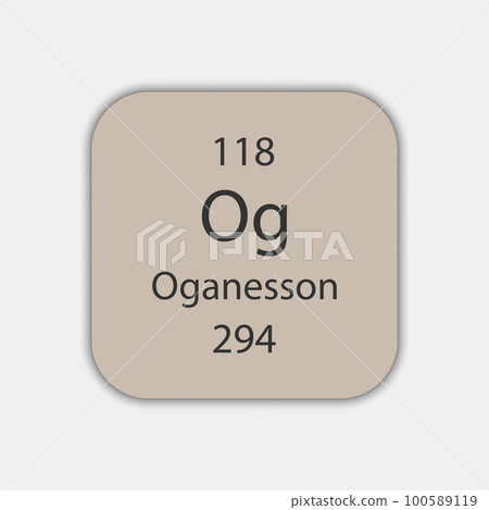Oganesson symbol. Chemical element of the periodic table. Vector illustration. Oganesson symbol. Chemical element of the periodic table. Vector illustration. 100589119
