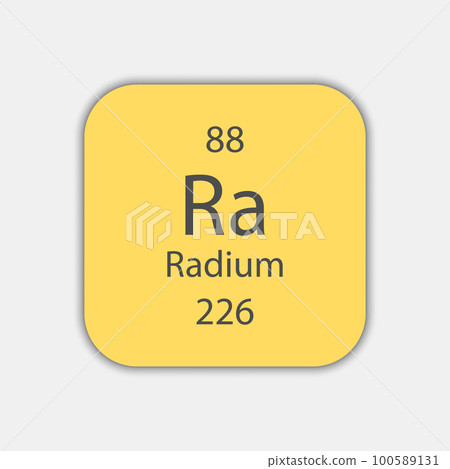 Radium symbol. Chemical element of the periodic table. Vector illustration. Radium symbol. Chemical element of the periodic table. Vector illustration. 100589131
