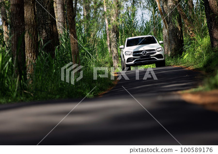 Mercedes on a beautiful road 100589176